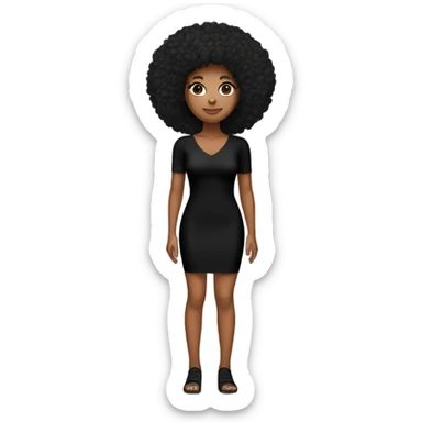 Girl with tan skin and Afro full body black bodycon dress sticker