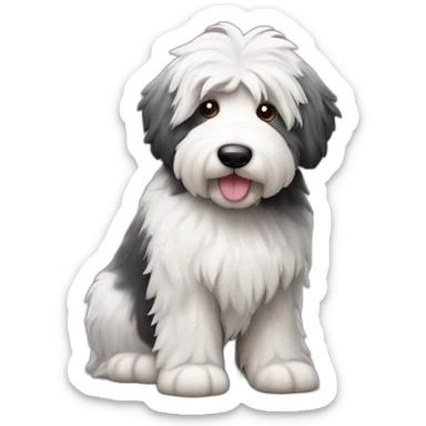 old english sheepdog with paint tin sticker