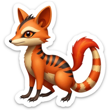 Fiery Wicked Cool Hot Edgy Genet-Numbat-Sergal-Meloetta-Vernid-fusion-hybrid-creature sticker