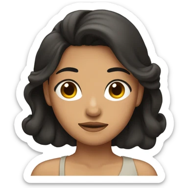 woman with tan skin, black hair, sleeping sticker