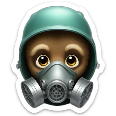 baby grizzly bear wearing gas mask sticker
