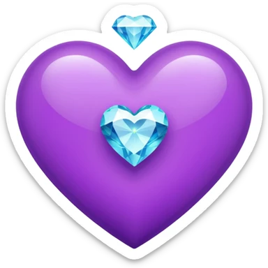 Heart purple with a diamond heart inside sticker
