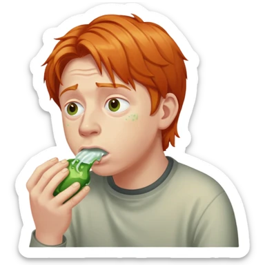 Ron Weasley with ginger hair vomiting slugs sticker