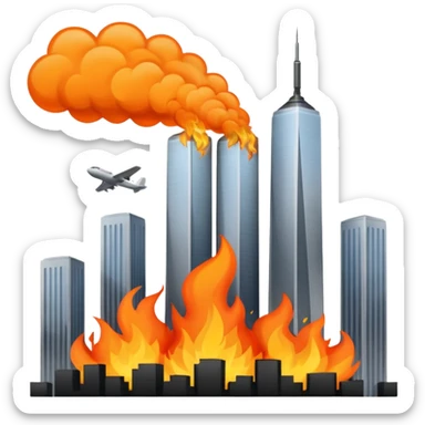Plane flying into twin towers sticker