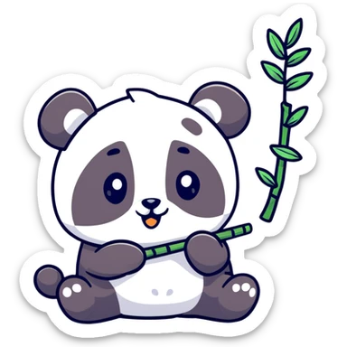 Adorable panda eating bamboo sticker