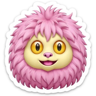 pink fluffy kind monster in soft pink, beige and yellow pastel colors sticker