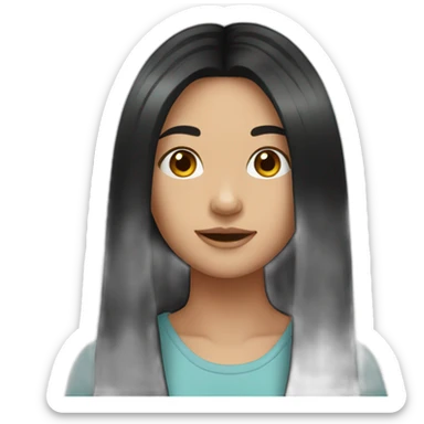 Girl have a black hair and long hair  sticker