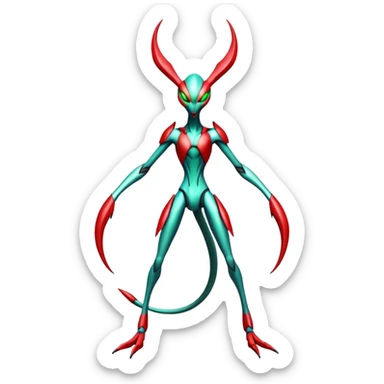  Cool Edgy Shiny Futuristic Ethereal Legendary Scizor-Deoxys-Digimon-Flygon-hybrid full body sticker