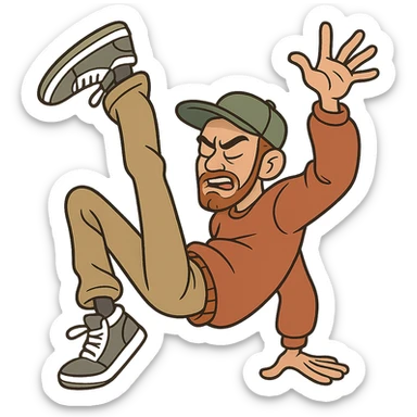 hip hop breakdancer, cartoon style, dynamic pose sticker