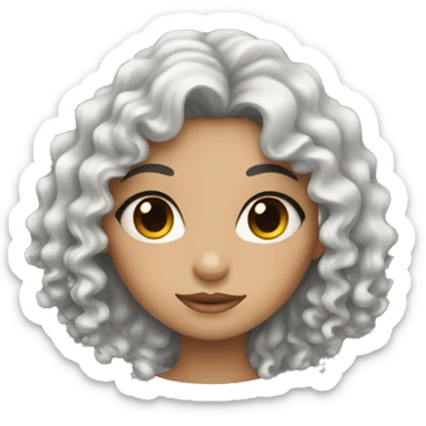 Girl with beautiful eye and long black curly hair sticker