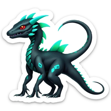 futuristic lush warm-colored neon-colored Fakémon-Trico-Drakeon-Salandit-creature (full body) sticker