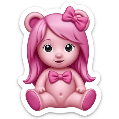 gummy bear with long hair and a hairbow sticker