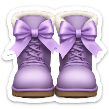 Realistic pair of light purple ugg boots with fur and laced up light purple ribbons tied into bows. sticker