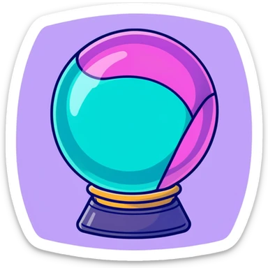 crystal magic ball with potion effect, fortune telling crystal sphere with swirling magical liquid inside, sparkles and mystical glow sticker