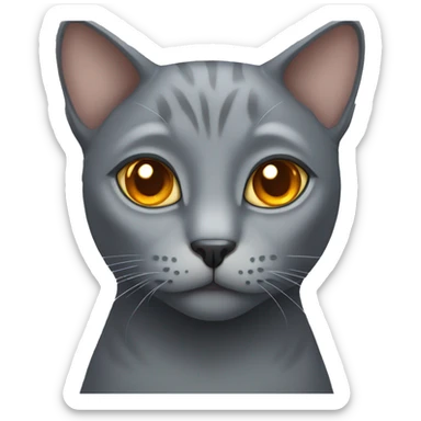 grey cat with amber eyes sticker