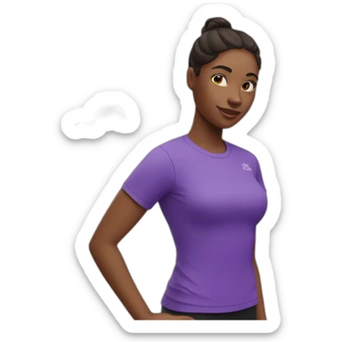 Girl Runner in purple T-shirt and swan logo sticker