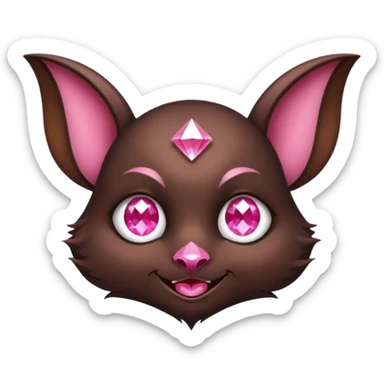 a normal bat witha pink diamond in its forhead, the full bat with his body, the diamond only in the forhead, forhaed not body sticker