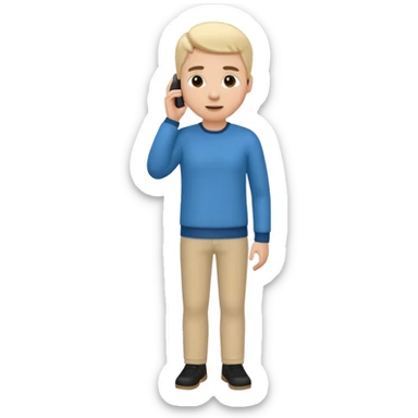 A 3D full body bitmoji talking on mobile with someone sticker