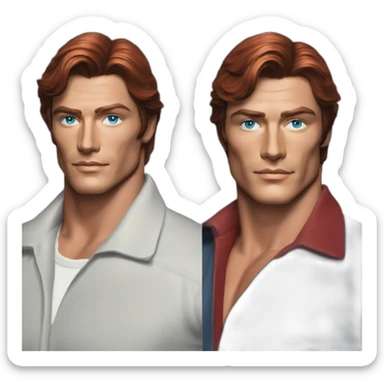 alain delon young space engineer blue eyes neat red hair sticker