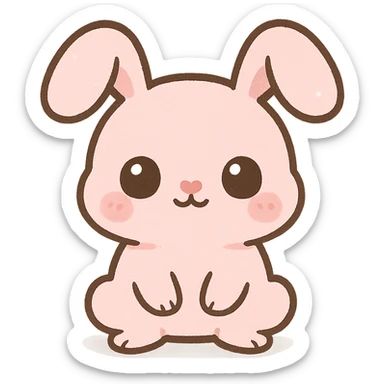 cute pink bunny with big eyes, tiny heart nose, floppy ears, kawaii style sticker
