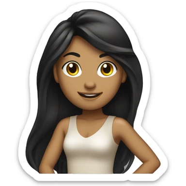 tan girl with long black hair disco dancing sticker