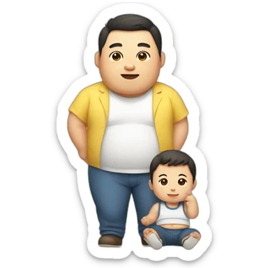 A fat Korean guy and a baby sticker