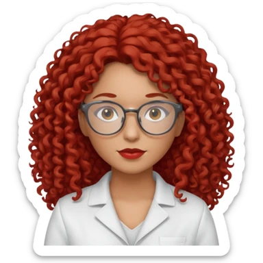 rizada peli roja , trigueña , con lentes y ropa blanca pelo largo  sticker