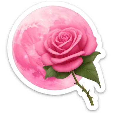 Pink moon with rose name sticker