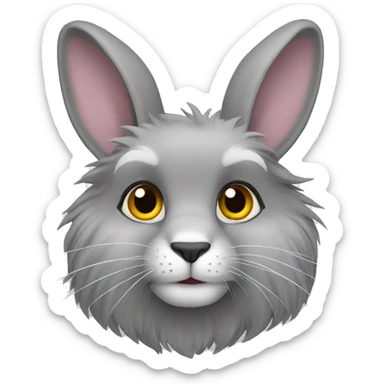 Grey lionhead rabbit  sticker