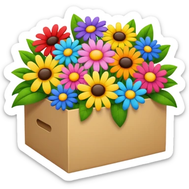 box full of flowers sticker