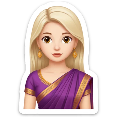 White beautiful girl in saree sticker
