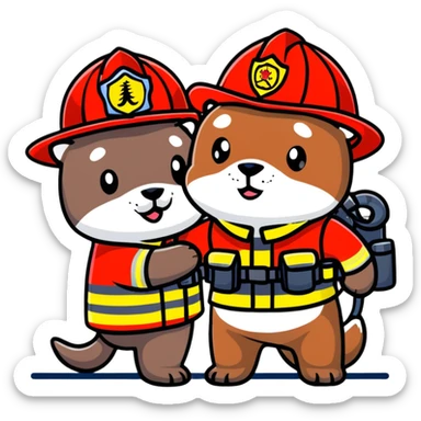 brave otter firefighter rescuing someone sticker