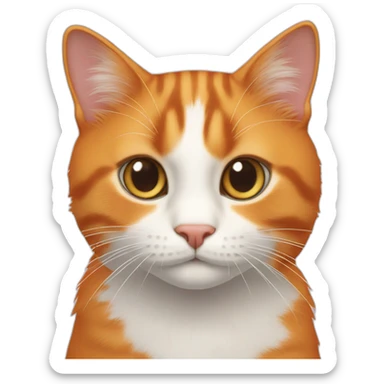 a 10 years old orange cat with white sticker
