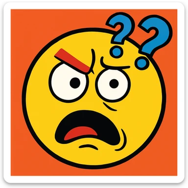 angry emoji with a confused, dumb, idiot expression sticker