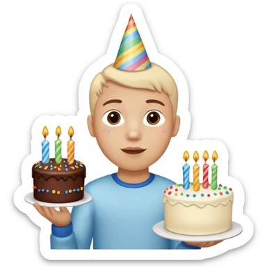 boy with birthday cake without the candles sticker