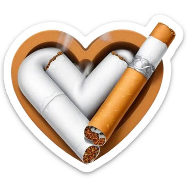 Two cigarettes are making a heart shaped smoke sticker