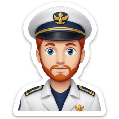 a male boat captain with medium red hair and blue eyes sticker