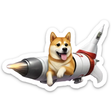 doge dog on the rocket sticker