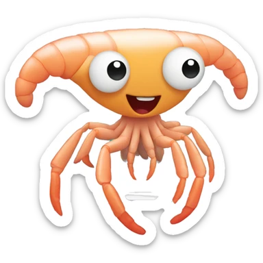 A small normal shrimp in front of a laptop watching some videos sticker