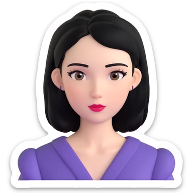 pretty girl with black hair, fair skin, makeup, and eyeliner sticker