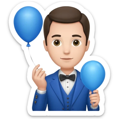 gentleman holding blue balloon sticker