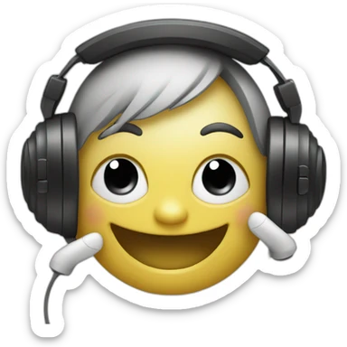 Emoji with headphones enjoys music sticker