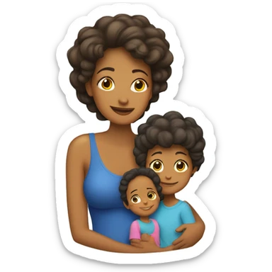 Mamá con una niña y un niño  sticker