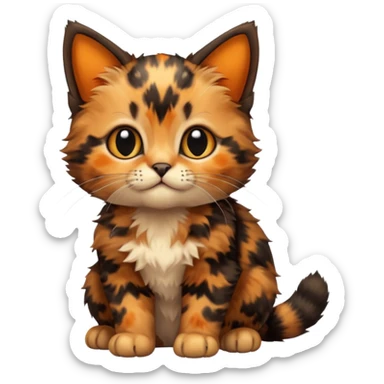 A high-resolution photo-realistic digital illustration of a tortoiseshell kitten, chest upward sticker