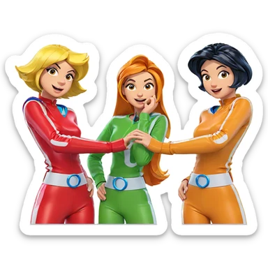 colorful girls with playful poses sticker