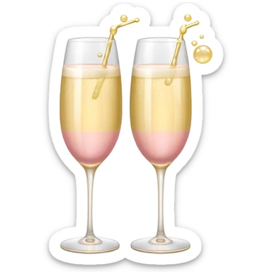 Two glasses of champagne in soft pink, beige and yellow pastel colors sticker