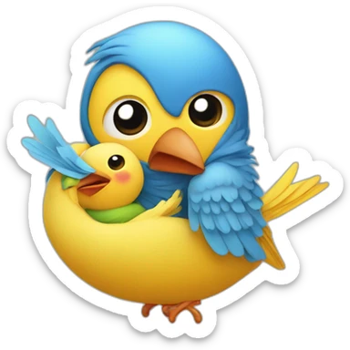 bird delivering baby boy in fabric held in its beak sticker