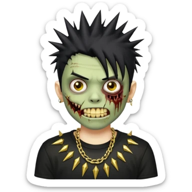 zombie emo boy with spiky hair and good grillz with a black shirt sticker