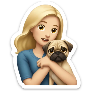 girl blonde with pug sticker