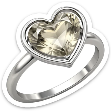 8000x8000bpixels, 7k quailty, isolated, rendering, transparent background, clean smooth thin lines  ultra realistic, highly valued for its stunning appearance and unique characteristics. Slightly translucent pale grayish silver , Platinum Rutilated Quartz Luxurious 3D heart shaped sparkling ring sticker